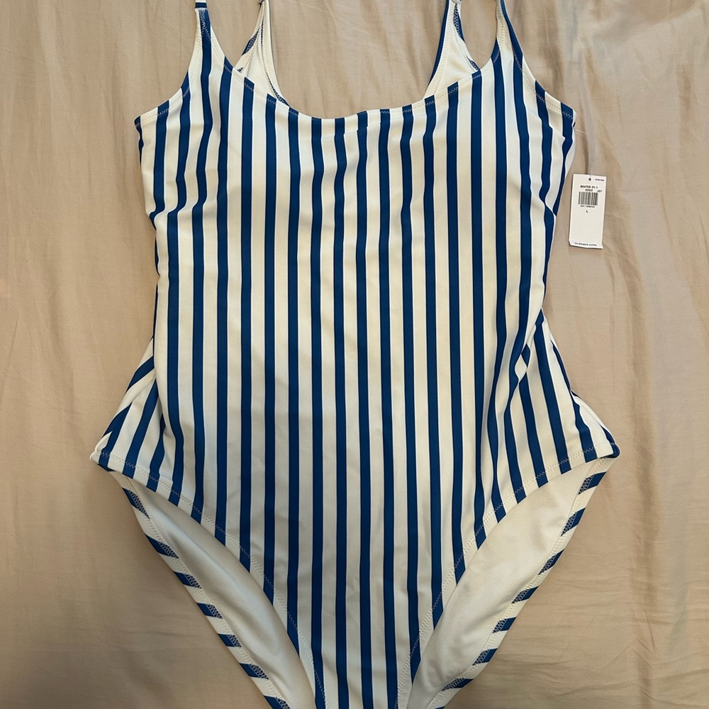Old Navy Blue and White Striped Bodysuit